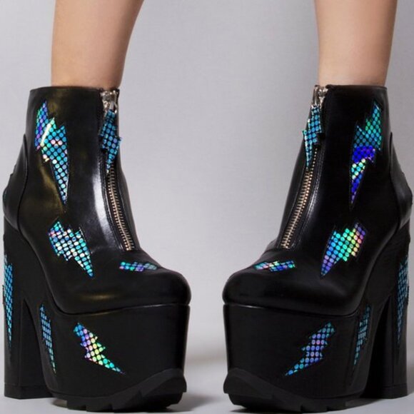 🖤 YRU Blue Lightning Platform Boots Size 6 - Picture 2 of 12